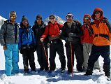 10 15 Climbing Sherpa Palde, Pemba Rinjii, Pal Dorje, Jerome Ryan, Guide Gyan Tamang, Tenzing, Pasang On Glacier To West Col With Makalu Behind Here is my team for the Mera Peak climb, photographed on the West Col, with the Lower Barun Glacier, the East Col, and the Makalu West Face, West Pillar, and Southwest Faces behind. From left to right: climbing Sherpa Palde, cook Pemba Rinjii, porter Pal Dorje, Jerome Ryan, guide Gyan Tamang, porter Tenzing, and cook helper Pasang.
